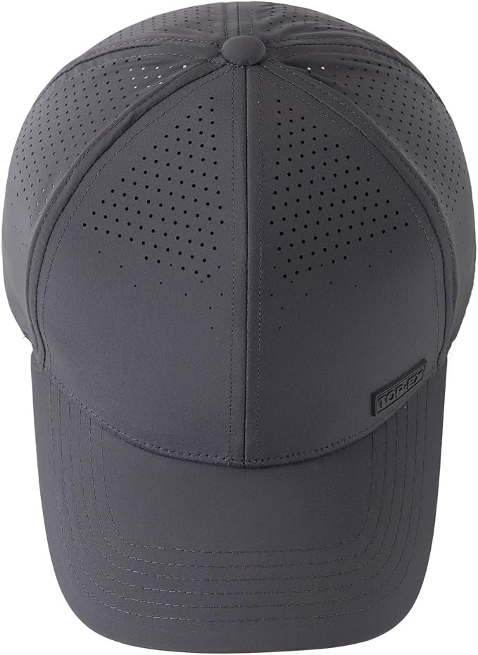 TOP-EX Performance Baseball Cap Water-Resistant Beathable Golf Running Cap Laser Cut Mesh Ball Curved Brim Snapback Hat