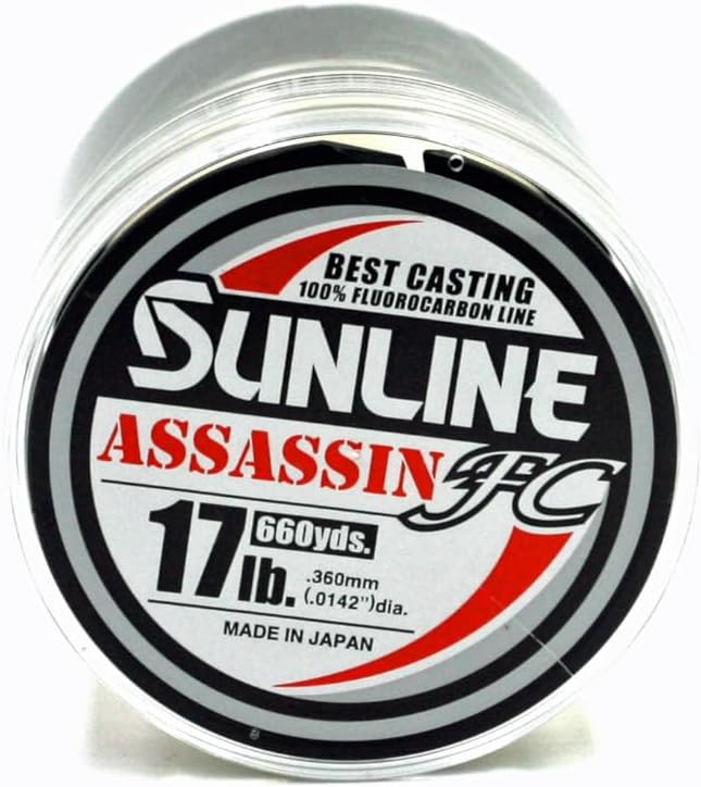 Sunline Assassin FC Fluorocarbon Fishing Line – 100% Fluorocarbon, P-Ion Technology, Multiple Line Weights & Spool Sizes