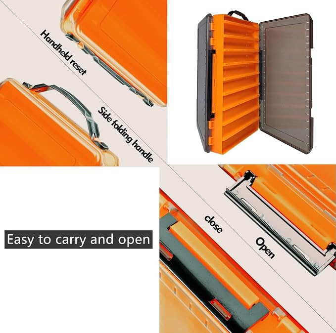 Large Fishing Lure Box Organizer - 18 Compartment Double Sided Fishing Tackle Box for Crankbait Squid Jig Bait Storage (1, White)