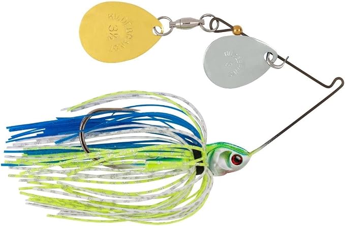 BOOYAH Covert Finesse Double Colorado-White Chartreuse Blue #3.5 Gold Colorado #3 Nickel Colorado