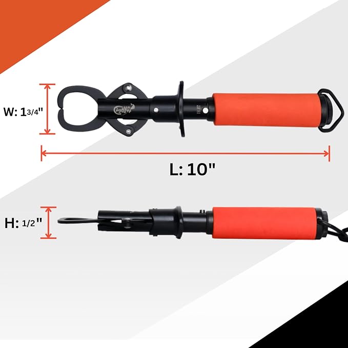 Catfish Pro Tournament Series Stainless Steel Fish Lip Gripper with Scale | One-Handed Operation | Rotating Head, Cushioned Handle, & Adjustable Lanyard for Easy, Precise, and Comfortable Fishing