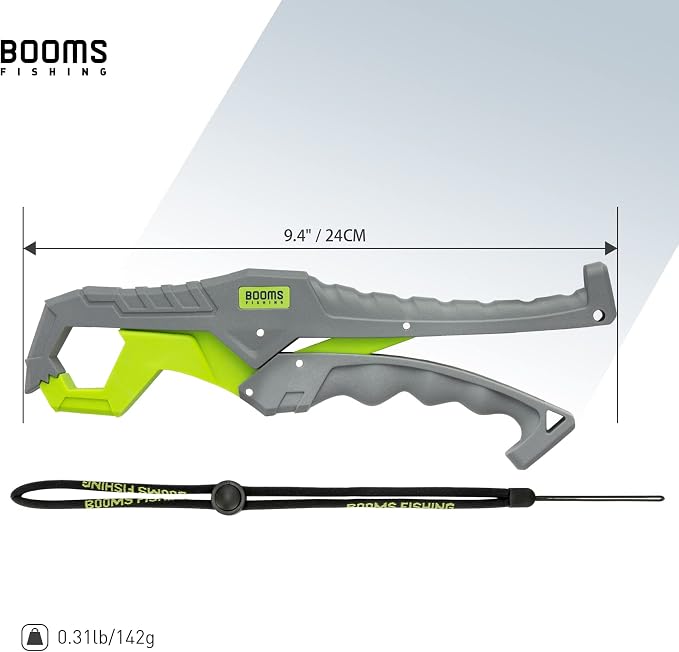 Booms Fishing G05 Lip Gripper Saltwater, 9.4" Plastic Catfish Grippers Pliers, Grabber Tool With Lanyard, Grips for Kayak Fishing Accessories, Great Holder for Caught Fish