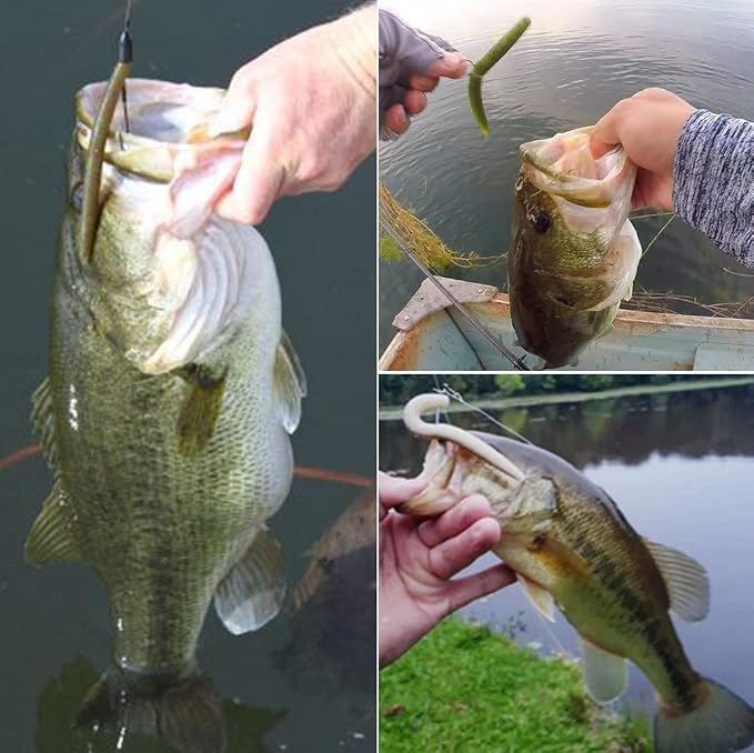 Wacky-Worms-Bass-Fishing-Lure-Kit-Wacky-Rig-Worms-Soft-Plastic-Stick-Baits3 4" 5" 6 inch