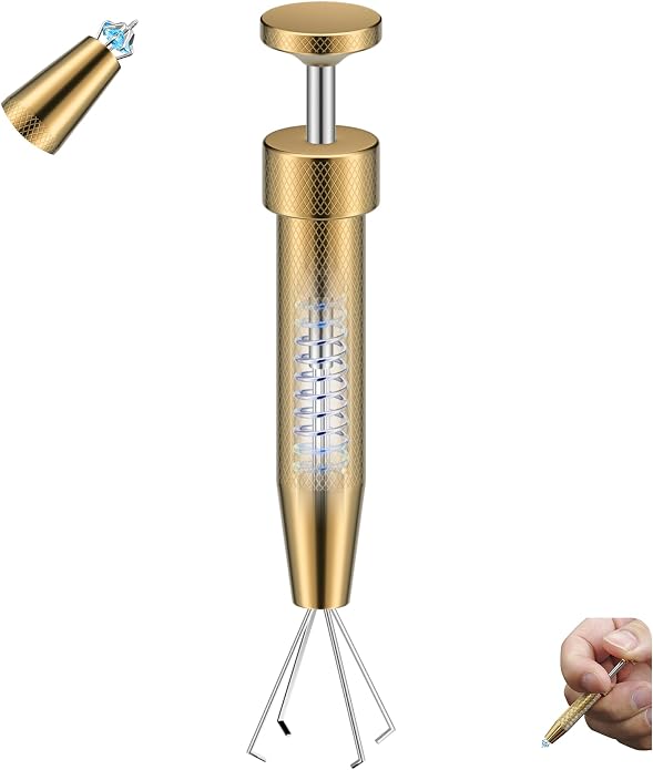 Upgraded Anti-Slip Piercing Ball Grabber Tool with Ergonomic Design for Changing Jewelry, Stainless Steel Jeweler Pick Up Tool 4 Claw Gem Piercing Changing Tool Body Piercing Kit for Ear Nose Lip