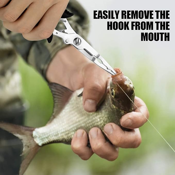 Hikary Long Nose Fishing Pliers,Ice Fishing Gear,Stainless Steel Hook Remover Braid Cutter Rustproof Fishing Multi-Tools Fishing Gripper for Freshwater Saltwater