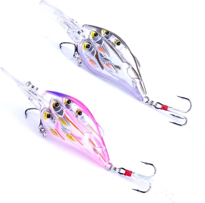 CrankBaits Fishing Lures CrankBait of Bass,Topwater Lures for Freshwater and Saltwater Shallow Water Deep Diving Swimbait,Topwater Bait for Trout Bass Fishing Lure,5pcs/Box