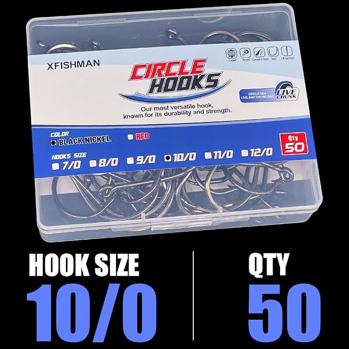 XFISHMAN Circle-Hooks-Fishing-Equipment-Octopus-Hooks-Saltwater-50 Pack #1 –12/0