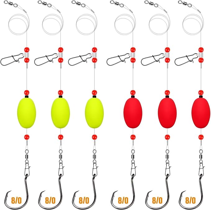 Dovesun Fish Finder Rig with Float 20.5" Surf Fishing Rigs 90LB Surf Fishing Tackle for Shark Bluefish Stripers 6PCS 5/0 8/0