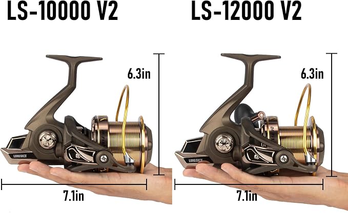 Dr.Fish Long Shot Spinning Reel, 10000/12000 Saltwater Surf Fishing Reel, 13+1 BBS, 48LB Max Drag, Ultra High Capacity, Heavy Duty Long Cast Offshore Trolling Surf Casting
