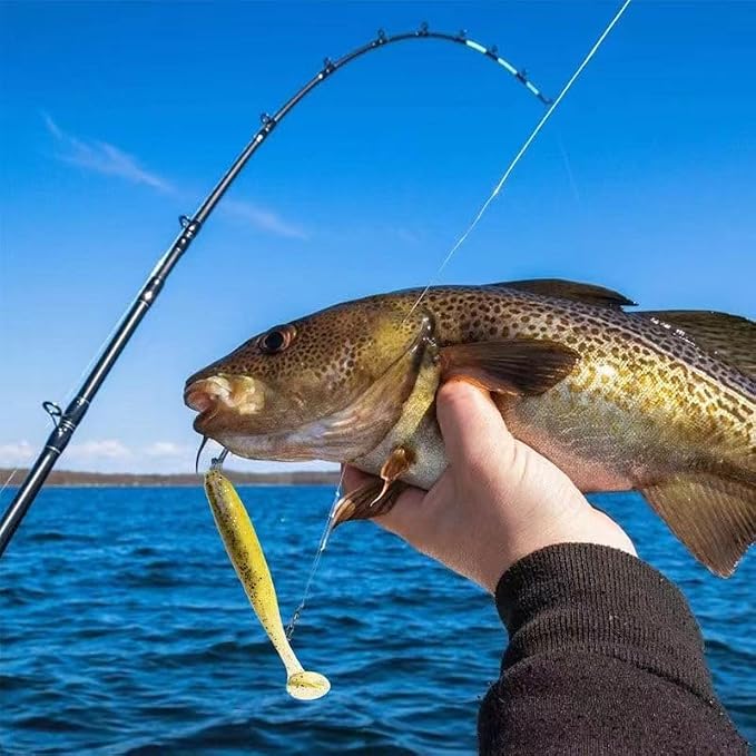 Soft Fishing Lures,90pcs Fishing Soft Plastic Lures and 5pcs Fishhook,Paddle Tail Swimbaits Soft Plastic Lures Kit for Bass Trout Walleye Crappie