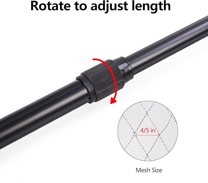 RESTCLOUD Fishing Landing Net with Telescoping Pole Handle, Fishing net Freshwater for Kids Men Women, Extend to 40-63 Inches