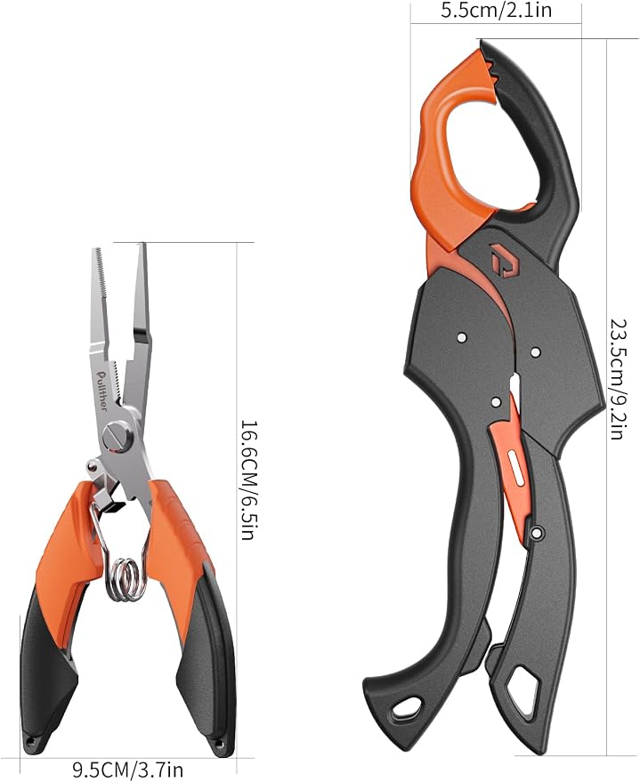 Fish Gripper 9.2",Muti-Function Line Cutter Fishing Pliers, Saltwater Fishing Tool Kit,Fishing Gear with Fishing Lanyard