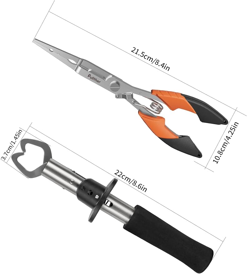 Fishing Tools Kit,Fishing Hook Remover Pliers, Fish Lip Gripper, Muti-Function Fishing Gear with Lanyard, Saltwater Resistant Fishing Accessories