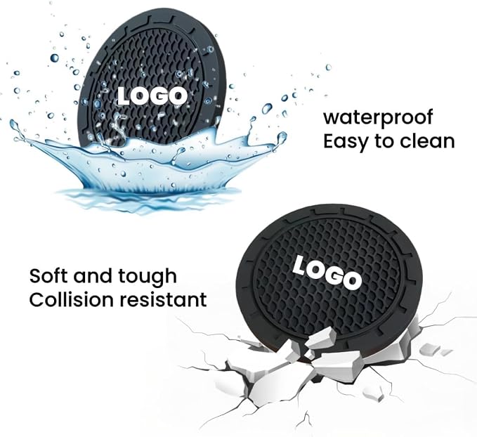 2 Pack RS Car Cup Holder, Non-Slip Cup Coasters for Fashion car Interior Accessories,Decorative Car Cup Mat, Diameter 2.75 Inch