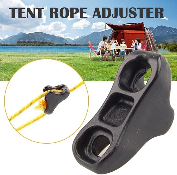 CooBigo 12Pack Ultralight Guyline Tensioners Tent Guyline Cord Rope Adjuster for Outdoor Camping Hiking Tent Tarp Canopy Shelter (Black), FLC554-B