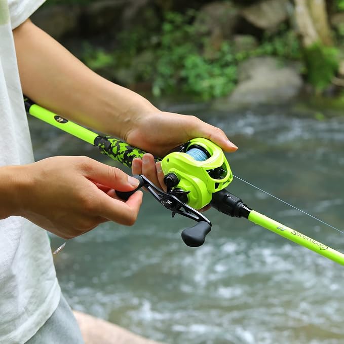 Sougayilang IM7 Graphite Fishing Rod – 2-Piece Casting & Spinning, Medium/Medium Heavy Power, Stainless Steel Guides with Zirconium Rings, EVA Handle & Hook Keeper for Bass, Trout, Walleye, Catfish
