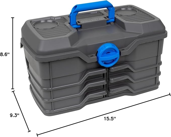 Flambeau Outdoors 660NGAK Next Gen 6/0 Large Fishing Tackle Box - 6 Pivot Trays, 32 Compartments, Includes 25-piece Tackle Kit, Fishing Tackle and Gear Storage, Fishing Lure Organizer, Dark Gray