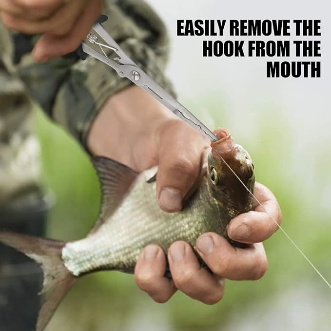 Hikary Long Nose Fishing Pliers,Ice Fishing Gear,Stainless Steel Hook Remover Braid Cutter Rustproof Fishing Multi-Tools Fishing Gripper for Freshwater Saltwater