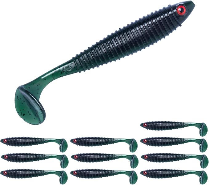 Clearance Bionics-Designed Durable Soft Plastic Fishing Lures Kit with Bonus Accessories, 3/4/5/6 Inch, 9-Type Lifelike Swimbaits in One Gear Set Included Tackle Box for Bass