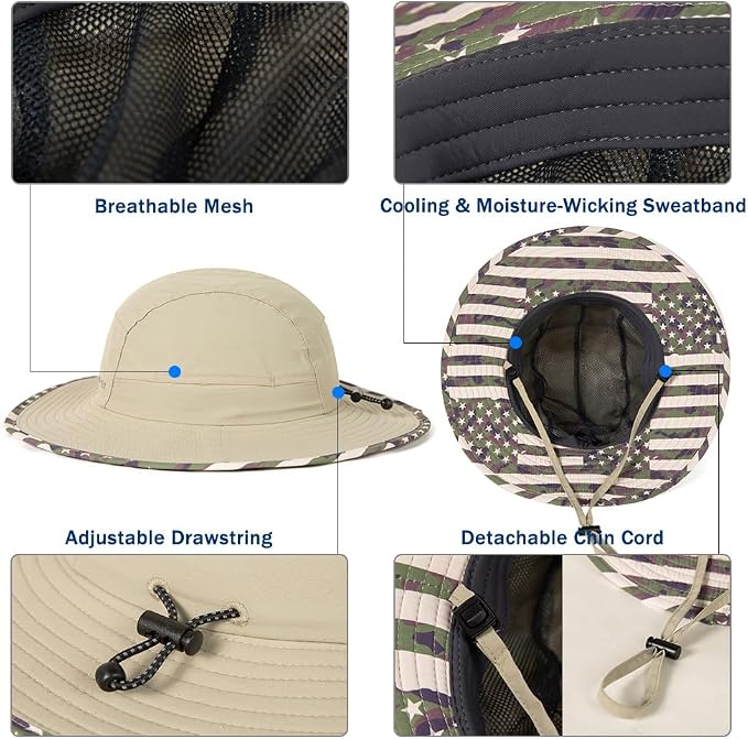 TOP-EX XL/XXL Waterproof Mens Sun Hat Wide Brim UPF 50+ Bucket Hat for Women Sun Protection Outdoor Hiking