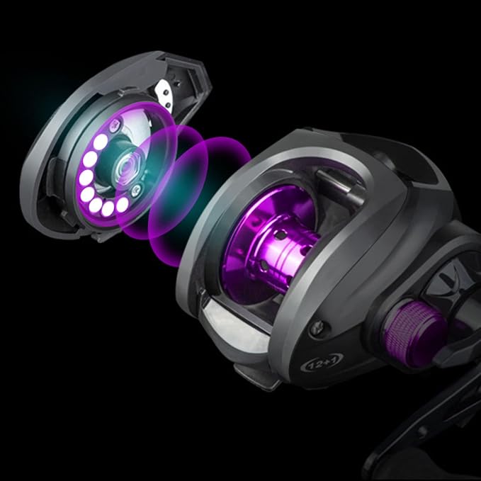 Baitcaster Reel, Fishing Reel, Magnet Braking System, 17.6 LB Max Drag, 7.2:1 and 6.3:1 Gear Ratio