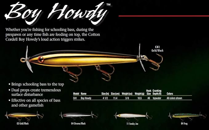 Cotton Cordell Boy Howdy Topwater Fishing Lure