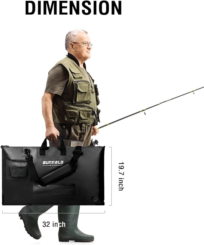 Buffalo Gear Fish Tournament Weigh in Bag for Bass Fishing, Heavy Duty Fish Bag for Caught Fish Waterproof,Leakproof,Puncture Resistant