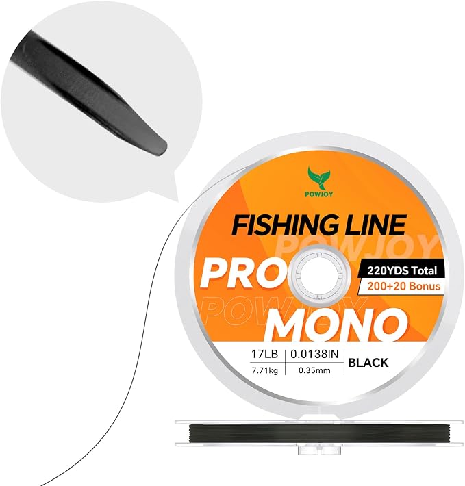 Pro Monofilament Fishing Line with Knot Instruction Cards for Multi Purpose Cost Effective, Strong Yet Thin Nylon String for Big Fishes, Tangle-Free & UV Resistant, 15/20/30/50/80LB