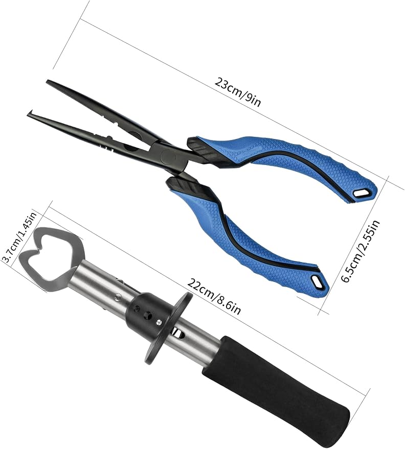 Fishing Tools Kit,Fishing Hook Remover Pliers, Fish Lip Gripper, Muti-Function Fishing Gear with Lanyard, Saltwater Resistant Fishing Accessories