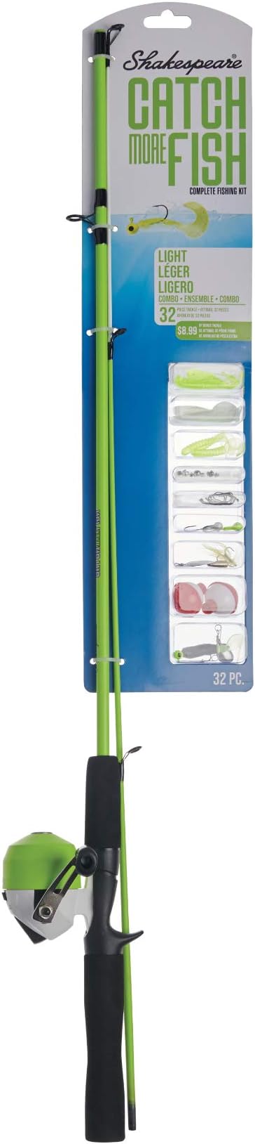 Shakespeare Catch More Fish Spincast Reel and Fishing Rod Combo with Kit