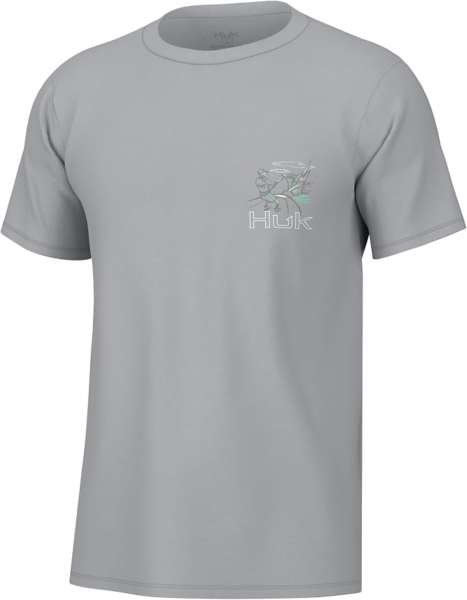 HUK Mens Fishing Graphic Tee, Performance Short Sleeve, Quick-Dry