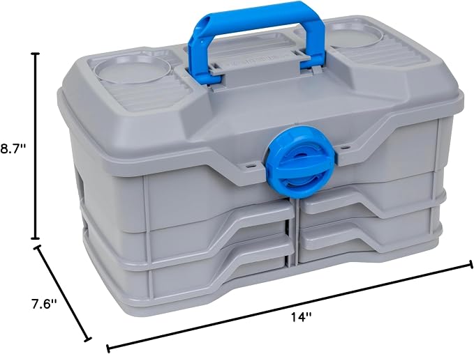 Flambeau Outdoors Next Gen 4/0 Medium Fishing Tackle Box - 4 Pivot Trays, 23 Compartments, Includes 25-piece Tackle Kit, Fishing Tackle and Gear Storage, Fishing Lure Organizer, Light Gray