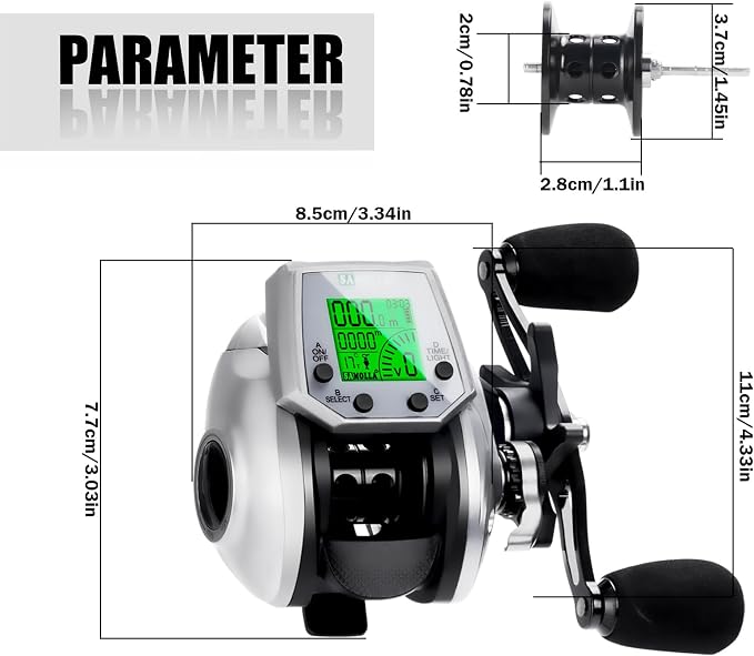 Digital Baitcasting Fishing Reel with LCD Display 8oz Ultralight 7+1 BB Electric Baitcaster Reel 22 LB Max Drag 7.2:1 Gear Ratio Left/Right Handed Compact Design for Freshwater Saltwater TX900
