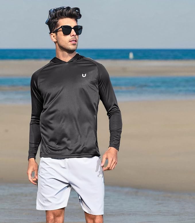 NORTHYARD Men's UPF 50+ Rash Guard Hoodie Long Sleeve Sun Protection Shirt Fishing Swim Beach Hiking Quick Dry Lightweight