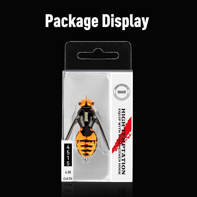 Kingdom Wasp Craw Bait Insect Bionic Floating Fishing Lures Swimbaits Hard Artificial Baits Lure for Freshwater and Saltwater Bass Carp Pike Walleye Fishing ABS Material Carbon Steel Three Book Hook