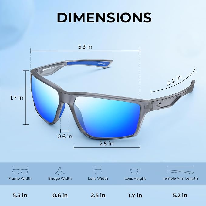 KastKing Osage Polarized Sport Sunglasses for Men and Women, Ideal for Driving Fishing Cycling Running, UV Protection