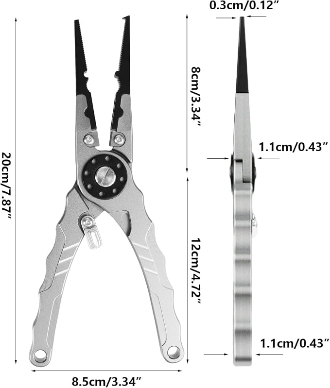 7.8" Lockable Saltwater Fishing Pliers, Aviation-grade Aluminum & Tungsten Cutters | Corrosion-Proof, with Replaceable Blades Set, Fishing Gear Gifts for Men, Adults, Kids
