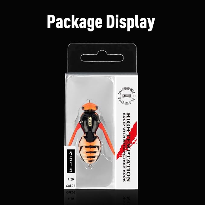 Kingdom Wasp Craw Bait Insect Bionic Floating Fishing Lures Swimbaits Hard Artificial Baits Lure for Freshwater and Saltwater Bass Carp Pike Walleye Fishing ABS Material Carbon Steel Three Book Hook