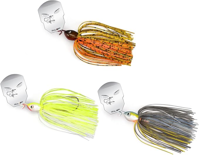 MadBite by KastKing Bladed Jig Fishing Lures, Multi-Color Kits, Irresistible Vibrating Action, Sticky-Sharp Heavy-Wire Needle Point Hooks, Popular 3/8 oz and 1/2 oz Sizes, Includes Storage Box