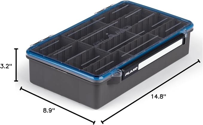 Plano StowAway 3700 Waterproof Deep Stow Tackle Box, IPX7 Waterproof, with Rustricor, Single Latch Design, Transparent DuraView Lid, Stackable Storage for Fishing Bait, Lures and Gear
