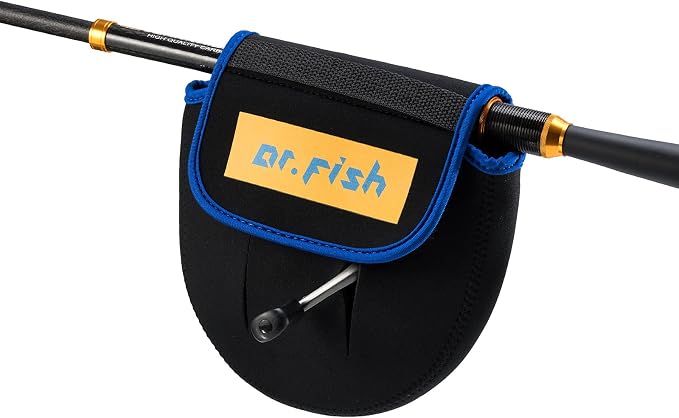 Dr.Fish Spinning Fishing Reel Cover, Fits 1000-6000+, Neoprene Protective Bag with Handle Slot, Spinning Reel Storage Case Pouch Accessories Mixed of 3