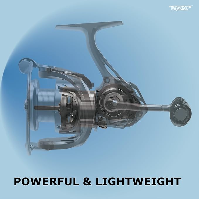 Fishdrops Rhino Spinning Reel, UP to 22LBs Drag & 7+1 BB Fishing Reel, CNC Aluminum Spool & Ultra-Lightweight Handle, for Fresh and Saltwater, 6.2:1 High Speed Gear Ratio