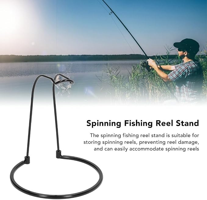 Stainless Steel Fishing Reel Rack - Portable Rod Holder Stand for Display & Storage Reel Bracket, 16.5x14.5x3cm(Black)