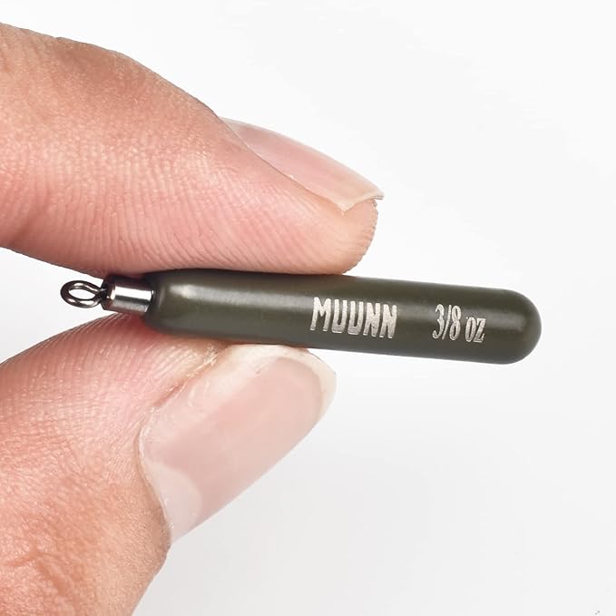 10 Pack Tungsten Skinny Drop Shot Weights, Pencil Sinkers with Round Eye for Free Rig & Finesse Bass Fishing, Drop Shot Rig Weights