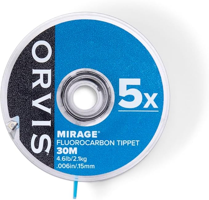 Orvis Mirage Tippet Material Outstanding Turnover Power, Extrusion Taper Technology, Water-Like Refraction Index, Abrasion Resistant Fluorocarbon
