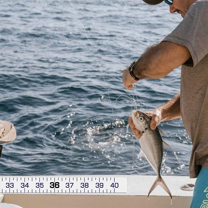 Adhesive Fish Ruler - 40 Inch Measuring Tape for Fishing Boat, Kayak, Cooler, Workbench - Waterproof Sticker