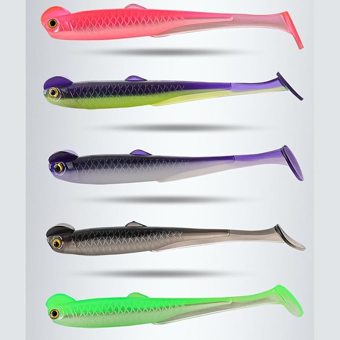 20PCS-Soft Plastic baits bass Lures Fishing, Soft Plastic Walleye Fishing Lures, Paddle Tail Swimbaits for Bass Fishing, Fishing Bait for Freshwater Saltwater Gifts (2.4IN/1.3g)