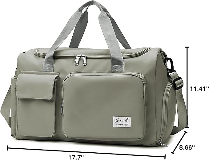 Suruid Sports Gym Duffel Bag with Shoes Compartment and Dry Wet Separated Pocket for Men and Women - Overnight Weekender Training Handbag Yoga Bag - Dark Gray