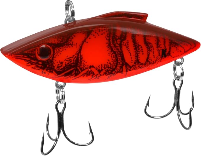 Bill Lewis Lifelike Knock-N Trap 1/2 OZ. Lipless Crankbait Fishing Wobble Lure with Mustad Triple Grip Hooks, RED Crawfish