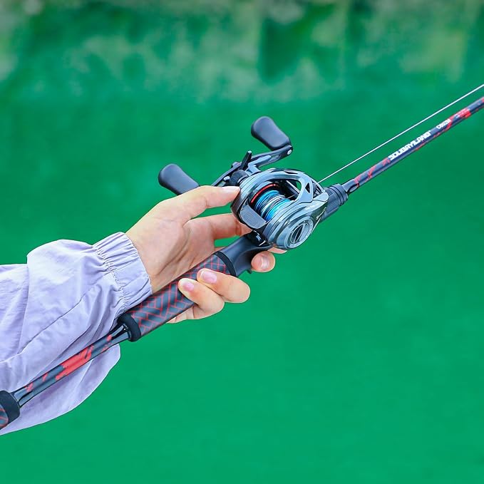 Sougayilang Fishing Rod and Reel Combo, Baitcasting Combo, Baitcaster Reel with 2-Piece Durable Carbon Fiber Casting Rod for Freshwater
